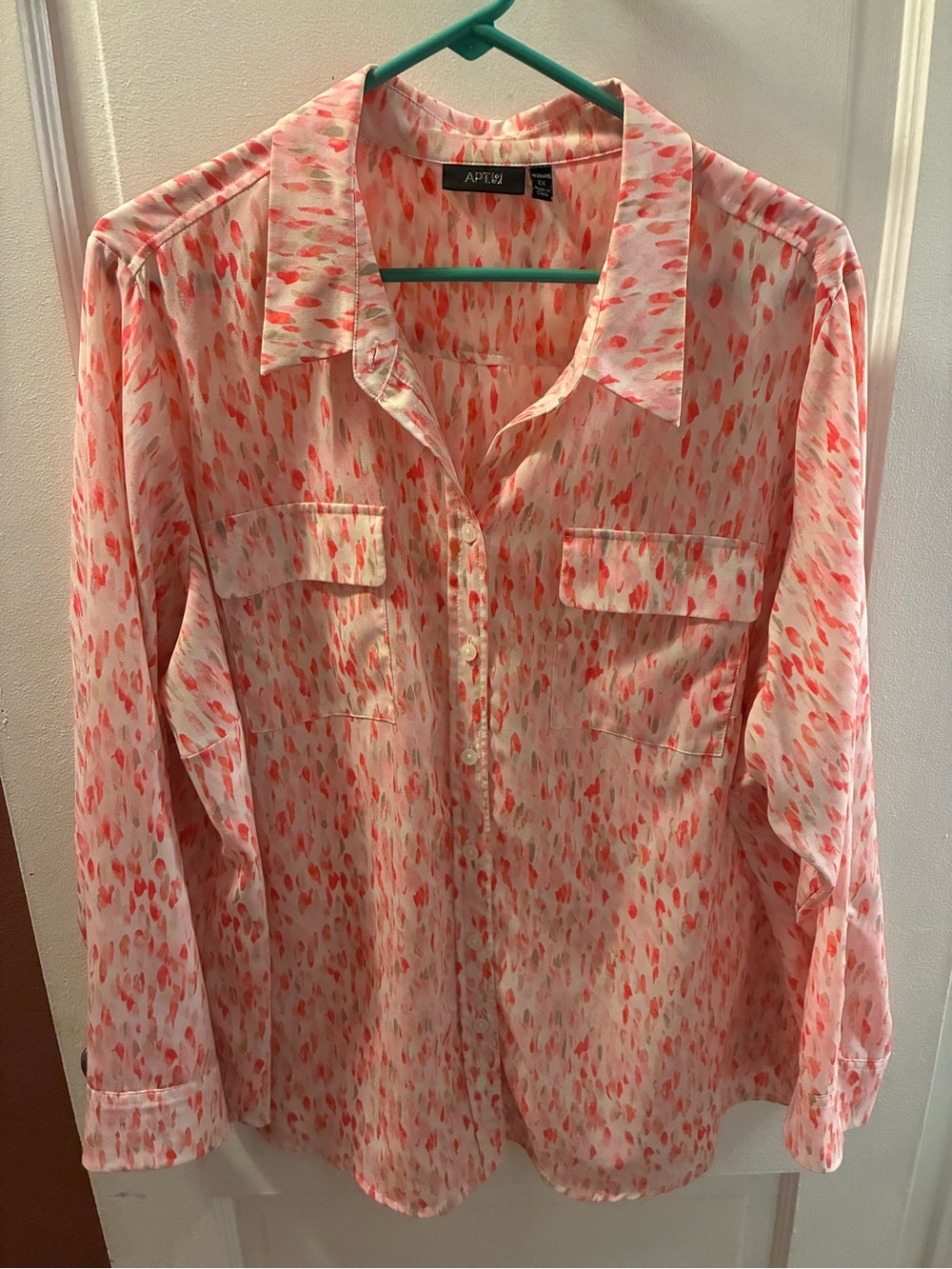 Apt. 9 Pink Coral Printed Button-Down Top
